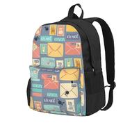 HEBSDFG 15 Inch Travel Laptop Backpack for Men Women, Postal Stationery Print Casual Daypack Computer Rucksack for School Hiking Work