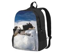 HEBSDFG 15 Inch Travel Laptop Backpack for Men Women, Super Cow Flying Print Casual Daypack Computer Rucksack for School Hiking Work