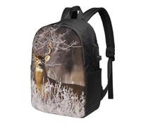 HEBSDFG 17 Inch Laptop Backpack for Men Women, Free Whitetail Deer Print Casual Daypack Computer Rucksack for School Travel Work