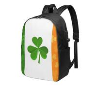 HEBSDFG 17 Inch Laptop Backpack for Men Women, irish flag Print Casual Daypack Computer Rucksack Bag for School Travel Work