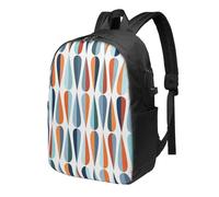 HEBSDFG 17 Inch Laptop Backpack for Men Women, Mid Century Modern Retro with Drop Shapes Print Casual Daypack Computer Rucksack for School Travel Work