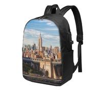 HEBSDFG 17 Inch Laptop Backpack for Men Women, New York City Print Casual Daypack Computer Rucksack Bag for School Travel Work