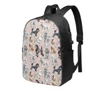 HEBSDFG 17 Inch Laptop Backpack for Men Women, Oodles of Poodles Print Casual Daypack Computer Rucksack for School Travel Work