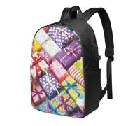 HEBSDFG 17 Inch Laptop Backpack for Men Women, Pretty Present Print Casual Daypack Computer Rucksack for School Travel Work