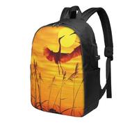 HEBSDFG 17 Inch Laptop Backpack for Men Women, Pretty Sunset Pink Flamingo Print Casual Daypack Computer Rucksack for School Travel Work