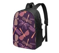 HEBSDFG 17 Inch Laptop Backpack for Men Women, purple dragonfly Print Casual Daypack Computer Rucksack Bag for School Travel Work