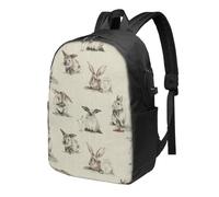 HEBSDFG 17 Inch Laptop Backpack for Men Women, Rabbit background Print Casual Daypack Computer Rucksack Bag for School Travel Work