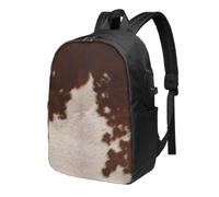 HEBSDFG 17 Inch Laptop Backpack for Men Women, red brown cowhide Print Casual Daypack Computer Rucksack Bag for School Travel Work