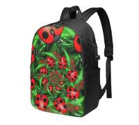 HEBSDFG 17 Inch Laptop Backpack for Men Women, Red Ladybug Print Casual Daypack Computer Rucksack Bag for School Travel Work