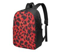 HEBSDFG 17 Inch Laptop Backpack for Men Women, Red Leopard Pattern Print Casual Daypack Computer Rucksack Bag for School Travel Work