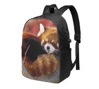 HEBSDFG 17 Inch Laptop Backpack for Men Women, Red panda Print Casual Daypack Computer Rucksack Bag for School Travel Work