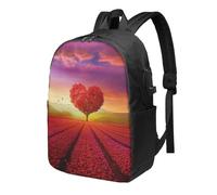 HEBSDFG 17 Inch Laptop Backpack for Men Women, Red rose Sweet Heart Shaped Tree Print Casual Daypack Computer Rucksack Bag for School Travel Work