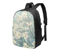 HEBSDFG 17 Inch Laptop Backpack for Men Women, Spring Dogwood Blossoms Print Casual Daypack Computer Rucksack for School Travel Work