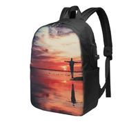 HEBSDFG 17 Inch Laptop Backpack for Men Women, Standing in The Lake Print Casual Daypack Computer Rucksack Bag for School Travel Work