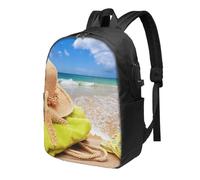HEBSDFG 17 Inch Laptop Backpack for Men Women, sun hat on the beach Print Casual Daypack Computer Rucksack Bag for School Travel Work