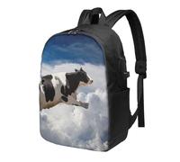HEBSDFG 17 Inch Laptop Backpack for Men Women, Super Cow Flying Print Casual Daypack Computer Rucksack for School Travel Work