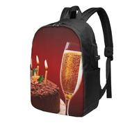 HEBSDFG 17 Inch Laptop Backpack for Men Women, toast to your birthday Print Casual Daypack Computer Rucksack Bag for School Travel Work