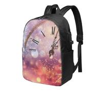 HEBSDFG 17 Inch Laptop Backpack for Men Women, Twelve o'clock New Year Celebration Print Casual Daypack Computer Rucksack Bag for School Travel Work