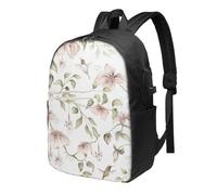 HEBSDFG 17 Inch Laptop Backpack for Men Women, Watercolor Floral Pattern Print Casual Daypack Computer Rucksack Bag for School Travel Work