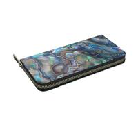 HEBSDFG Abalone Nacre Printed Long Wallet for Men and Women PU Leather Hand Purse with Card Holder, Zipper Closure