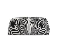 HEBSDFG Abstract Animal Zebra Printed Pencil Case with Gold Zipper, Crosshatch Leather Makeup Bag, Pen Pouch Organiser for School, Office & Travel