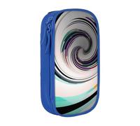 HEBSDFG Abstract Circle Swirl Print Pencil Case, Blue High-Capacity Pen Pencil Pouch Stationery Organizer with Pen Slots & Pouches for School Travel Makeup