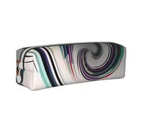HEBSDFG Abstract Circle Swirl Prints Leather Pencil Case & Cosmetic Pouch, Minimalist Zippered Organiser for School Office Travel Stylish Gifting