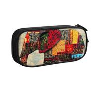 HEBSDFG African Elephant Patchwork Print Cute Pencil Case Pouch for Boys Girls - Black High Capacity Travel Pen Bag Organizer Makeup Bag for Student School College Office