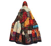 HEBSDFG African Elephant Patchwork Printed Hooded Cloak Halloween Christmas Cape Cosplay Costumes for Men Women Adult Costume