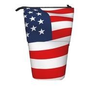 HEBSDFG American Flag Patriotic Prints Retractable Pencil Case & Cosmetic Pouch, Big Stationery Bag Pen Box for School Office Travel