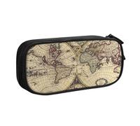 HEBSDFG Ancient Map World Globe Print Cute Pencil Case Pouch for Boys Girls, Black High Capacity Travel Pen Bag Organizer Makeup Bag for Student School College Office