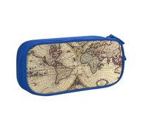 HEBSDFG Ancient Map World Globe Print Cute Pencil Case Pouch for Boys Girls, Blue High Capacity Travel Pen Bag Organizer Makeup Bag for Student School College Office