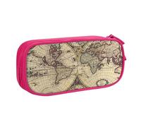 HEBSDFG Ancient Map World Globe Print Cute Pencil Case Pouch for Boys Girls, Pink High Capacity Travel Pen Bag Organizer Makeup Bag for Student School College Office