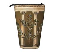 HEBSDFG Antique Building with Roman Olive Branch and Greek Prints Retractable Pencil Case & Cosmetic Pouch, Zippered Stationery Bag Pen Box for School Office Travel