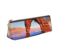 HEBSDFG Arches National Park Prints Triangle Pencil Case & Cosmetic Pouch, PVC Leather Zippered Organiser for School Office Travel Stylish Gifting