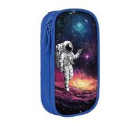 HEBSDFG Astronaut Galaxy Trippy Print Pencil Case, Blue High-Capacity Pen Pencil Pouch Stationery Organizer with Pen Slots & Pouches for School Travel Makeup