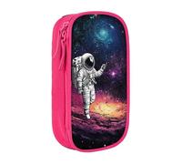 HEBSDFG Astronaut Galaxy Trippy Print Pencil Case, Pink High-Capacity Pen Pencil Pouch Stationery Organizer with Pen Slots & Pouches for School Travel Makeup