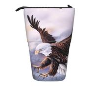 HEBSDFG Bald Eagle Prints Retractable Pencil Case & Cosmetic Pouch, Big Stationery Bag Pen Box for School Office Travel