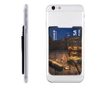 HEBSDFG bar of Old Printed Phone Card Holder Wallet, 3M Adhesive Stick on Phone Wallet Case for iPhone and Android
