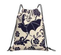 HEBSDFG Bat Print Womens Drawstring Gym Bags Mens Sports Backpack Lightweight Beach Tote Reusable Shopping Bag