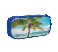 HEBSDFG Beach Palm Tree Print Cute Pencil Case Pouch for Boys Girls - Blue High Capacity Travel Pen Bag Organizer Makeup Bag for Student School College Office
