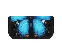 HEBSDFG Beautiful Blue Butterfly Prints Canvas Pencil Case Cosmetic Organiser Zipper Pen Pouch for School Travel Office & Gift-Giving