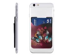 HEBSDFG Beautiful Butterflies Printed Phone Card Holder Wallet, 3M Adhesive Stick on Phone Wallet Case for iPhone and Android