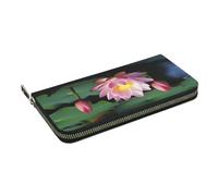 HEBSDFG Beautiful Lotus Flower Printed Long Wallet for Men and Women PU Leather Hand Purse with Card Holder, Zipper Closure