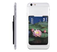 HEBSDFG Beautiful Lotus Flower Printed Phone Card Holder Wallet, 3M Adhesive Stick on Phone Wallet Case for iPhone and Android