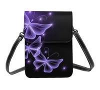 HEBSDFG Beautiful purple butterfly Printed Phone Crossbody Bag PU Leather Mobile Wallet Bags for Men Women Cell Phone Purse with Adjustable Straps
