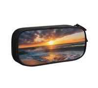 HEBSDFG Beautiful Sunrise on Sea Print Cute Pencil Case Pouch for Boys Girls - Black High Capacity Travel Pen Bag Organizer Makeup Bag for Student School College Office