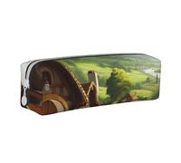 HEBSDFG Beautiful Village Prints Leather Pencil Case & Cosmetic Pouch, Minimalist Zippered Organiser for School Office Travel Stylish Gifting