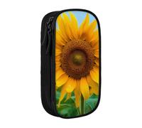 HEBSDFG Beutiful_Sunflower Print Pencil Case, Black High-Capacity Pen Pencil Pouch Stationery Organizer with Pen Slots & Pouches for School Travel Makeup