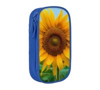 HEBSDFG Beutiful_Sunflower Print Pencil Case, Blue High-Capacity Pen Pencil Pouch Stationery Organizer with Pen Slots & Pouches for School Travel Makeup